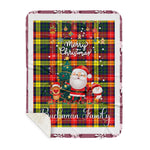 Personalized Gift Tartan Plaid Blanket Clan Buchanan Modern With Funny Santa Snowman Reindeer Merry Christmas Gift Sherpa Blanket, blue plaid sherpa blanket,blue tartan sherpa blanket,Buchan,buffalo plaid sherpa blanket,christmas sherpa blanket,Christmas Throw Blanket