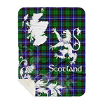 Sherpa Blanket - Tartan Blanket Thistle and Lion Scottish Clan Hunter Modern Plaid Blanket, plaid sherpa blanket queen,purple sherpa blanket,queen sherpa blanket,queen size sherpa blanket,red sherpa blanket,scottish tartan blankets,sherpa blanket,sherpa christmas blanket