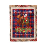 Personalized Gift Plaid Tartan Blanket Clan Graham Of Menteith Red With Moose Lover Xmas Gift Santa Riding Christmas Fleece Blanket