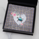 Sea Turtle Necklace Gift for My Beautiful Girlfriend Valentines Necklace Clan Hannay Grey Tartan Blue Turtle Necklace