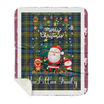 Personalized Gift Tartan Plaid Blanket Clan MacLellan With Funny Santa Snowman Reindeer Merry Christmas Gift Sherpa Blanket, blue plaid sherpa blanket,blue tartan sherpa blanket,Buchan,buffalo plaid sherpa blanket,christmas sherpa blanket,Christmas Throw Blanket