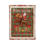 Personalized Gift Plaid Tartan Blanket Clan MacDougall of Lochcarron With Moose Lover Xmas Gift Santa Riding Christmas Fleece Blanket