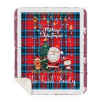 Personalized Gift Tartan Plaid Blanket Clan MacTavish With Funny Santa Snowman Reindeer Merry Christmas Gift Sherpa Blanket, blue plaid sherpa blanket,blue tartan sherpa blanket,Buchan,buffalo plaid sherpa blanket,christmas sherpa blanket,Christmas Throw Blanket