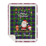 Personalized Gift Tartan Plaid Blanket Clan Durie With Funny Santa Snowman Reindeer Merry Christmas Gift Sherpa Blanket, blue plaid sherpa blanket,blue tartan sherpa blanket,Buchan,buffalo plaid sherpa blanket,christmas sherpa blanket,Christmas Throw Blanket