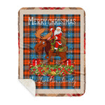 Personalized Gift Plaid Tartan Blanket Clan MacLachlan Ancient With Moose Lover Xmas Gift Santa Riding Plaid Christmas Sherpa Blanket
