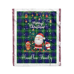 Personalized Gift Tartan Plaid Blanket Clan Hamilton Hunting With Funny Santa Snowman Reindeer Merry Christmas Fleece Blanket, Christmas Blanket, Plaid Blanket, Tartan Blanket,Scottish Blanket