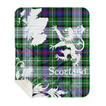 Sherpa Blanket - Tartan Blanket Thistle and Lion Scottish Clan MacKenzie Dress Modern Plaid Blanket, plaid sherpa blanket queen,purple sherpa blanket,queen sherpa blanket,queen size sherpa blanket,red sherpa blanket,scottish tartan blankets,sherpa blanket,sherpa christmas blanket