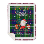 Personalized Gift Tartan Plaid Blanket Clan MacIntyre Hunting Modern With Funny Santa Snowman Reindeer Merry Christmas Gift Sherpa Blanket, blue plaid sherpa blanket,blue tartan sherpa blanket,Buchan,buffalo plaid sherpa blanket,christmas sherpa blanket,Christmas Throw Blanket