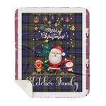 Personalized Gift Tartan Plaid Blanket Clan Fletcher Of Dunans With Funny Santa Snowman Reindeer Merry Christmas Gift Sherpa Blanket, blue plaid sherpa blanket,blue tartan sherpa blanket,Buchan,buffalo plaid sherpa blanket,christmas sherpa blanket,Christmas Throw Blanket