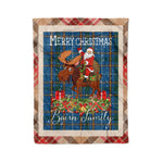 Personalized Gift Plaid Tartan Blanket Clan Bairn With Moose Lover Xmas Gift Santa Riding Christmas Fleece Blanket