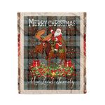 Personalized Gift Plaid Tartan Blanket Clan MacLeod Of Harris Weathered With Moose Lover Xmas Gift Santa Riding Christmas Fleece Blanket