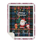 Personalized Gift Tartan Plaid Blanket Clan Comyn With Funny Santa Snowman Reindeer Merry Christmas Gift Sherpa Blanket, blue plaid sherpa blanket,blue tartan sherpa blanket,Buchan,buffalo plaid sherpa blanket,christmas sherpa blanket,Christmas Throw Blanket