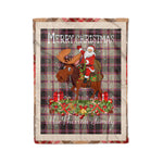 Personalized Gift Plaid Tartan Blanket Clan MacPherson Hunting Ancient With Moose Lover Xmas Gift Santa Riding Christmas Fleece Blanket