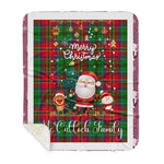 Personalized Gift Tartan Plaid Blanket Clan McCulloch With Funny Santa Snowman Reindeer Merry Christmas Gift Sherpa Blanket, blue plaid sherpa blanket,blue tartan sherpa blanket,Buchan,buffalo plaid sherpa blanket,christmas sherpa blanket,Christmas Throw Blanket