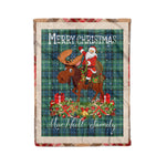 Personalized Gift Plaid Tartan Blanket Clan MacNeill Of Colonsay With Moose Lover Xmas Gift Santa Riding Christmas Fleece Blanket