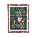 Personalized Gift Tartan Plaid Blanket Clan Scott Green Ancient With Funny Santa Snowman Reindeer Merry Christmas Fleece Blanket, Home Living Room, Plaid Blanket, Tartan Blanket, Scottish Blanket, Buffalo fleece blanket, Christmas Blanket