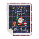Personalized Gift Tartan Plaid Blanket Clan Guthrie With Funny Santa Snowman Reindeer Merry Christmas Gift Sherpa Blanket, blue plaid sherpa blanket,blue tartan sherpa blanket,Buchan,buffalo plaid sherpa blanket,christmas sherpa blanket,Christmas Throw Blanket