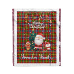 Personalized Gift Tartan Plaid Blanket Clan Forrester With Funny Santa Snowman Reindeer Merry Christmas Fleece Blanket, Christmas Blanket, Plaid Blanket, Tartan Blanket,Scottish Blanket