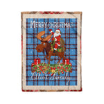 Personalized Gift Plaid Tartan Blanket Clan Elliot Ancient With Moose Lover Xmas Gift Santa Riding Christmas Fleece Blanket