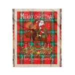 Personalized Gift Plaid Tartan Blanket Clan MacLaine of Loch Buie With Moose Lover Xmas Gift Santa Riding Christmas Fleece Blanket