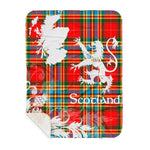 Sherpa Blanket - Tartan Blanket Thistle and Lion Scottish Clan Chattan Modern Plaid Blanket, plaid sherpa blanket queen,purple sherpa blanket,queen sherpa blanket,queen size sherpa blanket,red sherpa blanket,scottish tartan blankets,sherpa blanket,sherpa christmas blanket