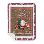Personalized Gift Tartan Plaid Blanket Clan MacKinnon Ancient With Funny Santa Snowman Reindeer Merry Christmas Gift Sherpa Blanket, blue plaid sherpa blanket,blue tartan sherpa blanket,Buchan,buffalo plaid sherpa blanket,christmas sherpa blanket,Christmas Throw Blanket