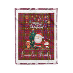 Personalized Gift Tartan Plaid Blanket Clan Lumsden Modern With Funny Santa Snowman Reindeer Merry Christmas Fleece Blanket, Home Living Room, Plaid Blanket, Tartan Blanket, Scottish Blanket, Buffalo fleece blanket, Christmas Blanket