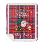 Personalized Gift Tartan Plaid Blanket Clan Udny With Funny Santa Snowman Reindeer Merry Christmas Gift Sherpa Blanket, blue plaid sherpa blanket,blue tartan sherpa blanket,Buchan,buffalo plaid sherpa blanket,christmas sherpa blanket,Christmas Throw Blanket