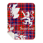 Sherpa Blanket - Tartan Blanket Thistle and Lion Scottish Clan Cameron Of Lochiel Modern Plaid Blanket, plaid sherpa blanket queen,purple sherpa blanket,queen sherpa blanket,queen size sherpa blanket,red sherpa blanket,scottish tartan blankets,sherpa blanket,sherpa christmas blanket