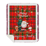 Personalized Gift Tartan Plaid Blanket Clan Monypenny With Funny Santa Snowman Reindeer Merry Christmas Gift Sherpa Blanket, blue plaid sherpa blanket,blue tartan sherpa blanket,Buchan,buffalo plaid sherpa blanket,christmas sherpa blanket,Christmas Throw Blanket