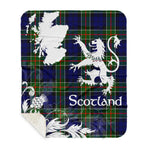 Sherpa Blanket - Tartan Blanket Thistle and Lion Scottish Clan Colquhoun Plaid Blanket, plaid sherpa blanket queen,purple sherpa blanket,queen sherpa blanket,queen size sherpa blanket,red sherpa blanket,scottish tartan blankets,sherpa blanket,sherpa christmas blanket
