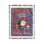 Personalized Gift Tartan Plaid Blanket Clan Lindsay Ancient With Funny Santa Snowman Reindeer Merry Christmas Fleece Blanket, Home Living Room, Plaid Blanket, Tartan Blanket, Scottish Blanket, Buffalo fleece blanket, Christmas Blanket