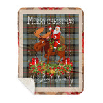 Personalized Gift Plaid Tartan Blanket Clan MacLeod Of Harris Weathered With Moose Lover Xmas Gift Santa Riding Plaid Christmas Sherpa Blanket