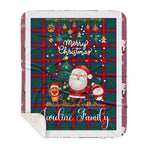 Personalized Gift Tartan Plaid Blanket Clan Jardine Dress With Funny Santa Snowman Reindeer Merry Christmas Gift Sherpa Blanket, blue plaid sherpa blanket,blue tartan sherpa blanket,Buchan,buffalo plaid sherpa blanket,christmas sherpa blanket,Christmas Throw Blanket