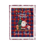 Personalized Gift Tartan Plaid Blanket Clan Graham of Menteith Red With Funny Santa Snowman Reindeer Merry Christmas Fleece Blanket, Christmas Blanket, Plaid Blanket, Tartan Blanket,Scottish Blanket