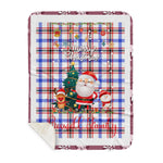 Personalized Gift Tartan Plaid Blanket Clan Boswell Modern With Funny Santa Snowman Reindeer Merry Christmas Gift Sherpa Blanket, blue plaid sherpa blanket,blue tartan sherpa blanket,Buchan,buffalo plaid sherpa blanket,christmas sherpa blanket,Christmas Throw Blanket