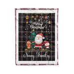 Personalized Gift Tartan Plaid Blanket Clan Navy Dress Blue With Funny Santa Snowman Reindeer Merry Christmas Fleece Blanket, Home Living Room, Plaid Blanket, Tartan Blanket, Scottish Blanket, Buffalo fleece blanket, Christmas Blanket