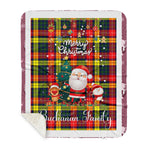 Personalized Gift Tartan Plaid Blanket Clan Buchanan Modern With Funny Santa Snowman Reindeer Merry Christmas Gift Sherpa Blanket, blue plaid sherpa blanket,blue tartan sherpa blanket,Buchan,buffalo plaid sherpa blanket,christmas sherpa blanket,Christmas Throw Blanket