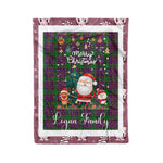 Personalized Gift Tartan Plaid Blanket Clan Logan With Funny Santa Snowman Reindeer Merry Christmas Fleece Blanket, Home Living Room, Plaid Blanket, Tartan Blanket, Scottish Blanket, Buffalo fleece blanket, Christmas Blanket