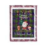 Personalized Gift Tartan Plaid Blanket Clan Whitefoord With Funny Santa Snowman Reindeer Merry Christmas Fleece Blanket, Home Living Room, Plaid Blanket, Tartan Blanket, Scottish Blanket, Buffalo fleece blanket, Christmas Blanket