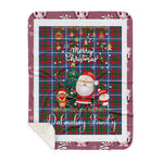 Personalized Gift Tartan Plaid Blanket Clan Dalmahoy With Funny Santa Snowman Reindeer Merry Christmas Gift Sherpa Blanket, blue plaid sherpa blanket,blue tartan sherpa blanket,Buchan,buffalo plaid sherpa blanket,christmas sherpa blanket,Christmas Throw Blanket