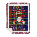 Personalized Gift Tartan Plaid Blanket Clan Glas With Funny Santa Snowman Reindeer Merry Christmas Gift Sherpa Blanket, blue plaid sherpa blanket,blue tartan sherpa blanket,Buchan,buffalo plaid sherpa blanket,christmas sherpa blanket,Christmas Throw Blanket
