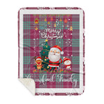 Personalized Gift Tartan Plaid Blanket Clan Crawford Ancient With Funny Santa Snowman Reindeer Merry Christmas Gift Sherpa Blanket, blue plaid sherpa blanket,blue tartan sherpa blanket,Buchan,buffalo plaid sherpa blanket,christmas sherpa blanket,Christmas Throw Blanket