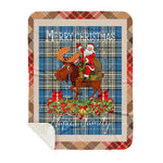 Personalized Gift Plaid Tartan Blanket Clan Napier Ancient With Moose Lover Xmas Gift Santa Riding Buffalo Plaid Christmas Sherpa Blanket