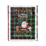 Personalized Gift Tartan Plaid Blanket Clan Brodie Modern With Funny Santa Snowman Reindeer Merry Christmas Fleece Blanket, Home Living Room, Plaid Blanket, Tartan Blanket, Scottish Blanket, Buffalo fleece blanket, Christmas Blanket