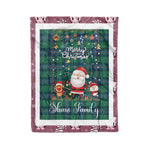 Personalized Gift Tartan Plaid Blanket Clan Shaw Ancient With Funny Santa Snowman Reindeer Merry Christmas Fleece Blanket, Home Living Room, Plaid Blanket, Tartan Blanket, Scottish Blanket, Buffalo fleece blanket, Christmas Blanket