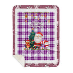 Personalized Gift Tartan Plaid Blanket Clan Dunlop Dress With Funny Santa Snowman Reindeer Merry Christmas Gift Sherpa Blanket, blue plaid sherpa blanket,blue tartan sherpa blanket,Buchan,buffalo plaid sherpa blanket,christmas sherpa blanket,Christmas Throw Blanket