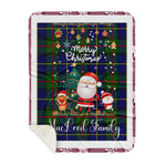 Personalized Gift Tartan Plaid Blanket Clan MacLeod With Funny Santa Snowman Reindeer Merry Christmas Gift Sherpa Blanket, blue plaid sherpa blanket,blue tartan sherpa blanket,Buchan,buffalo plaid sherpa blanket,christmas sherpa blanket,Christmas Throw Blanket
