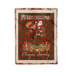 Personalized Gift Plaid Tartan Blanket Clan Cheyne With Moose Lover Xmas Gift Santa Riding Christmas Fleece Blanket
