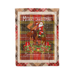 Personalized Gift Plaid Tartan Blanket Clan Buchanan Old Set Weathered With Moose Lover Xmas Gift Santa Riding Christmas Fleece Blanket